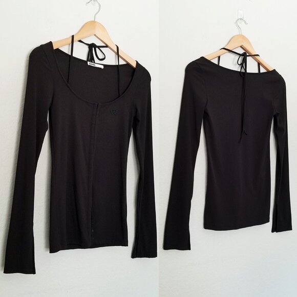 Danz New York FIR Hook & Eye Long Sleeve Top with Front Tie Slit Long Sleeves 38 - Picture 8 of 16